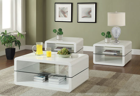 Furniture City Houma - Coaster - Elana 3-piece Coffee and End Table Set White High Gloss - 703268-S3
