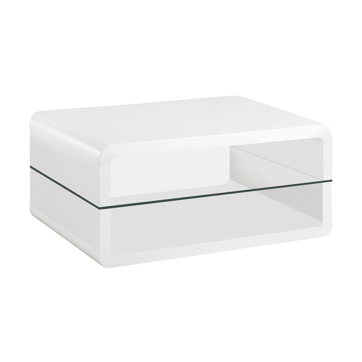 Furniture City Houma - Coaster - Elana 1-shelf Rectangular Coffee Table White High Gloss - 703268