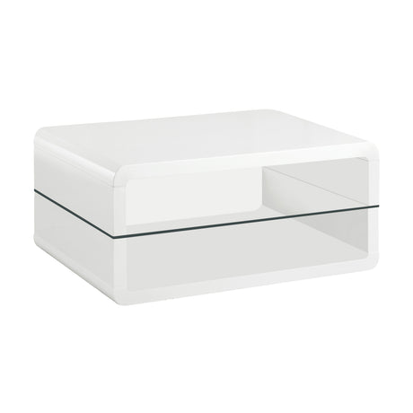 Furniture City Houma - Coaster - Elana 1-shelf Rectangular Coffee Table White High Gloss - 703268
