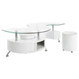 Furniture City Houma - Coaster - Buckley 3-piece Coffee Table and Stools Set White High Gloss - 703400