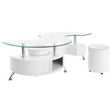 Furniture City Houma - Coaster - Buckley 3-piece Coffee Table and Stools Set White High Gloss - 703400