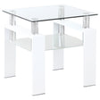 Furniture City Houma - Coaster - Dyer 1-shelf Square Glass Top Side End Table White - 703437