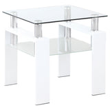 Furniture City Houma - Coaster - Dyer 1-shelf Square Glass Top Side End Table White - 703437