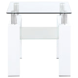 Dyer 1-shelf Square Glass Top Side End Table White