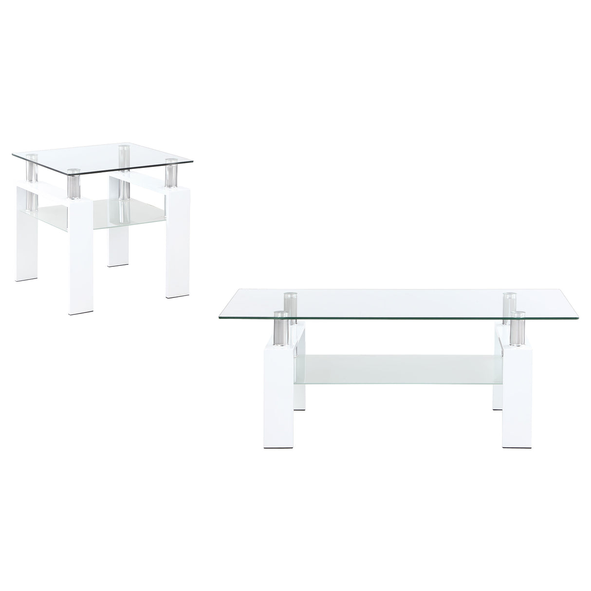 Furniture City Houma - Coaster - Dyer 2-piece Rectangular Coffee and End Table Set White - 703438-S2