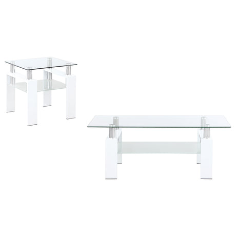 Furniture City Houma - Coaster - Dyer 2-piece Rectangular Coffee and End Table Set White - 703438-S2