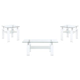 Furniture City Houma - Coaster - Dyer 3-piece Rectangular Coffee and End Table Set White - 703438-S3