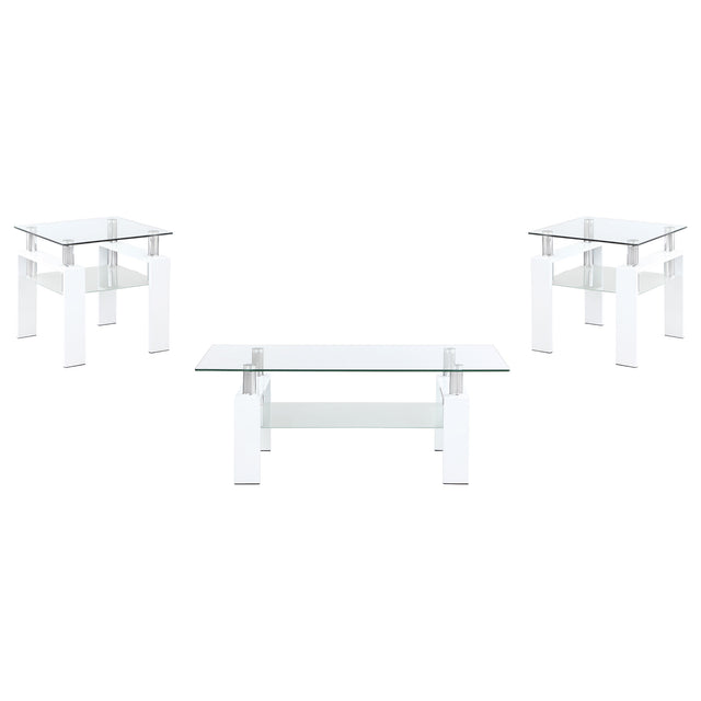 Furniture City Houma - Coaster - Dyer 3-piece Rectangular Coffee and End Table Set White - 703438-S3