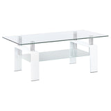 Furniture City Houma - Coaster - Dyer 1-shelf Rectangular Glass Top Coffee Table White - 703438