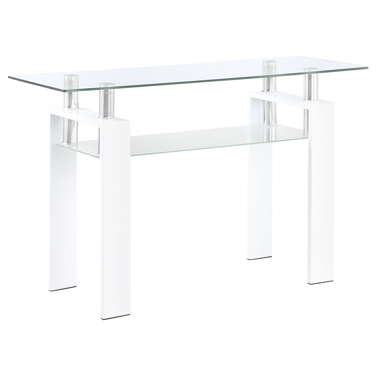 Furniture City Houma - Coaster - Dyer Rectangular Glass Top Entryway Sofa Console Table White - 703439