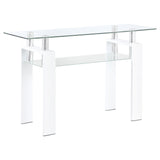 Furniture City Houma - Coaster - Dyer Rectangular Glass Top Entryway Sofa Console Table White - 703439