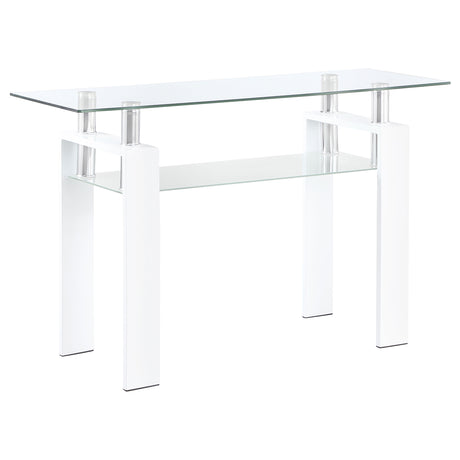 Furniture City Houma - Coaster - Dyer Rectangular Glass Top Entryway Sofa Console Table White - 703439