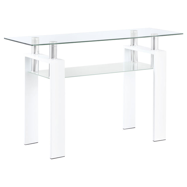 Furniture City Houma - Coaster - Dyer Rectangular Glass Top Entryway Sofa Console Table White - 703439
