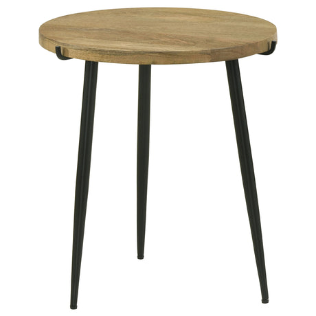 Furniture City Houma - Coaster - Pilar Round Solid Wood Top End Table Natural and Black - 703607
