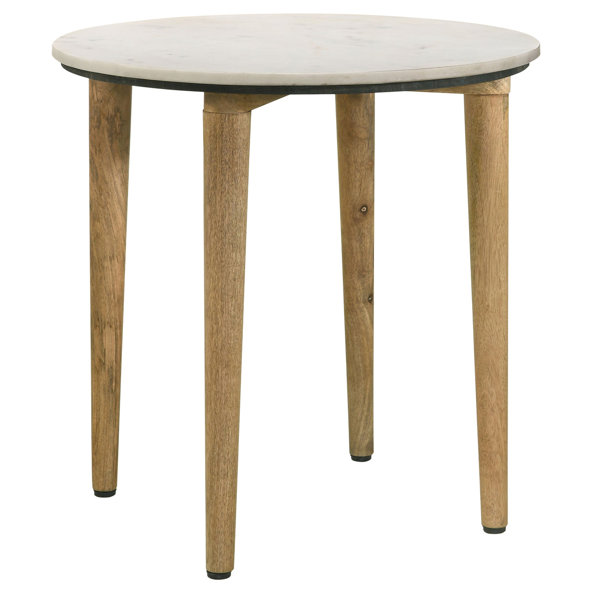 Furniture City Houma - Coaster - Aldis Round Marble Top Side End Table White and Natural - 703717