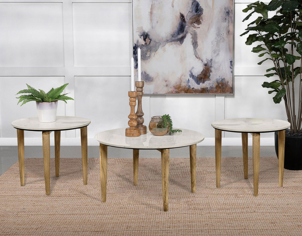 Furniture City Houma - Coaster - Aldis 3-piece Coffee and End Table Set White - 703718-S3