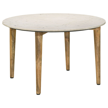 Furniture City Houma - Coaster - Aldis Round Marble Top Coffee Table White and Natural - 703718