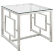Furniture City Houma - Coaster - Merced Square Glass Top Side End Table Nickel - 703737