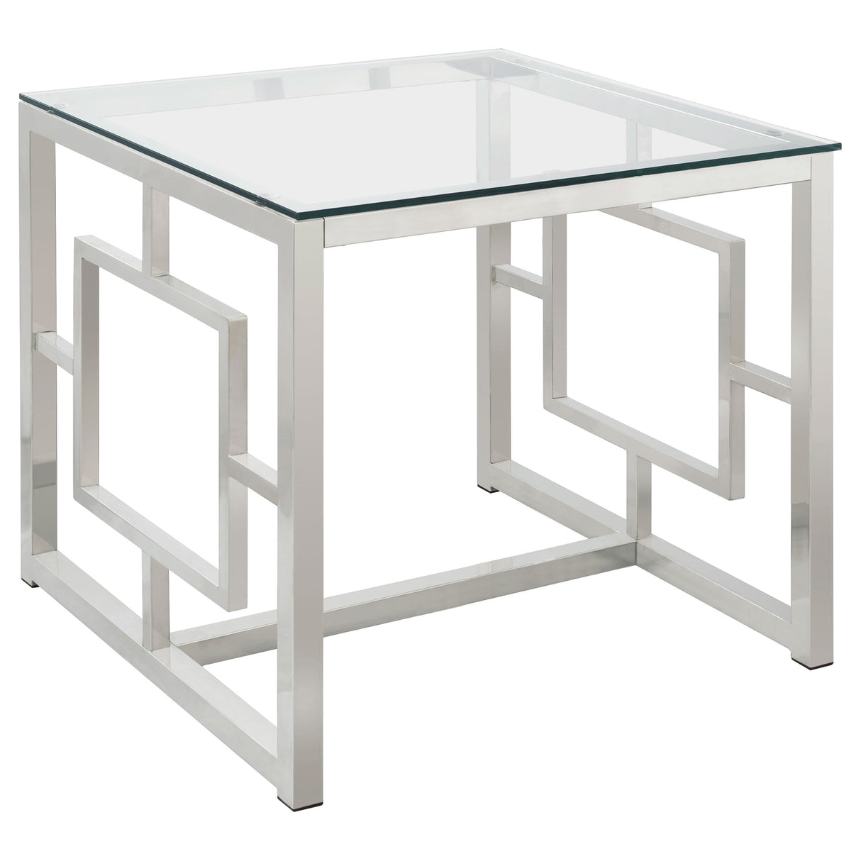 Furniture City Houma - Coaster - Merced Square Glass Top Side End Table Nickel - 703737
