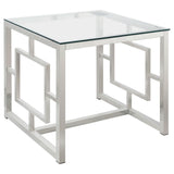 Furniture City Houma - Coaster - Merced Square Glass Top Side End Table Nickel - 703737
