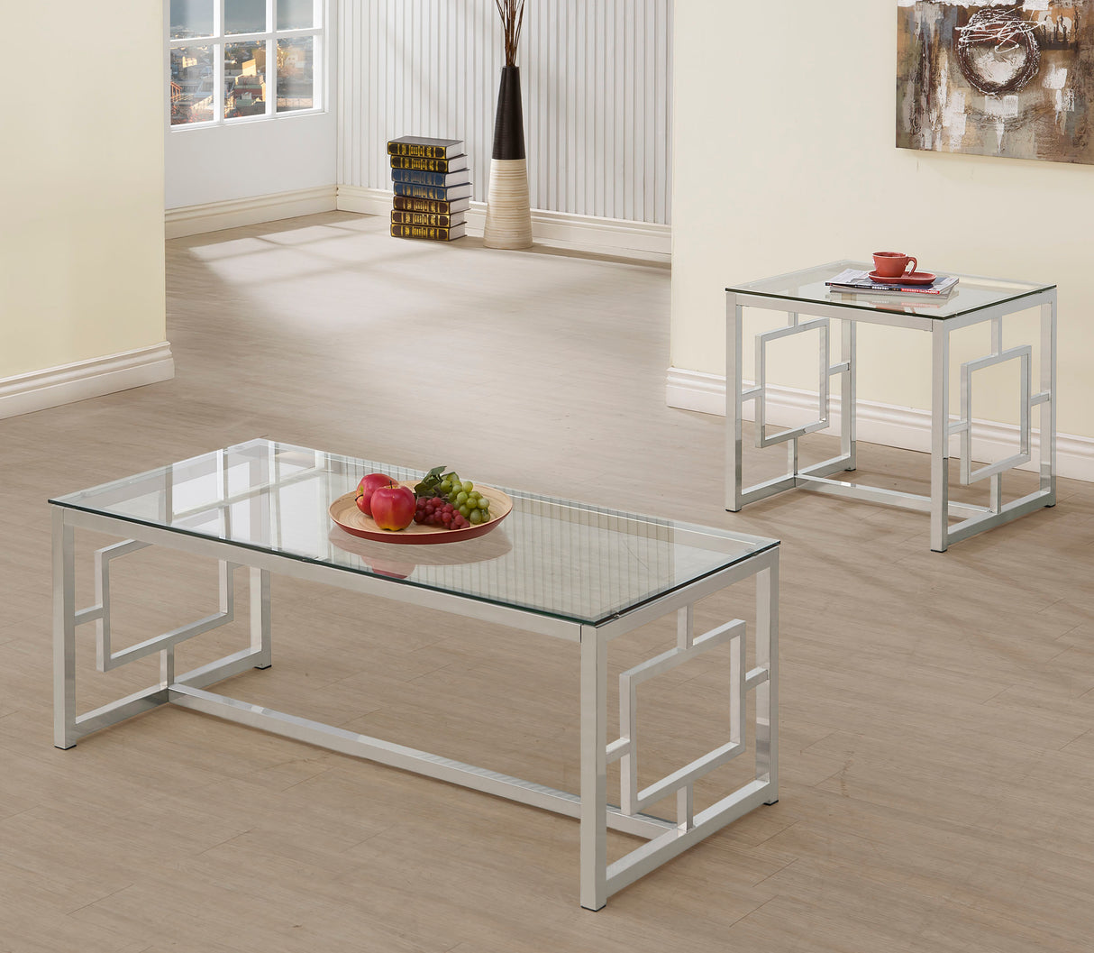 Furniture City Houma - Coaster - Merced 2-piece Rectangular Coffee and End Table Set Nickel - 703738-S2