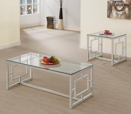 Furniture City Houma - Coaster - Merced 2-piece Rectangular Coffee and End Table Set Nickel - 703738-S2