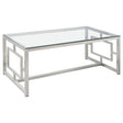 Furniture City Houma - Coaster - Merced Rectangular Glass Top Coffee Table Nickel - 703738