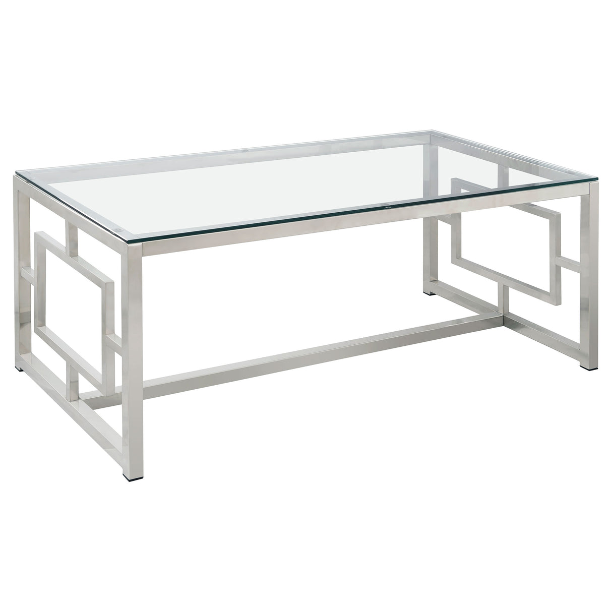 Furniture City Houma - Coaster - Merced Rectangular Glass Top Coffee Table Nickel - 703738