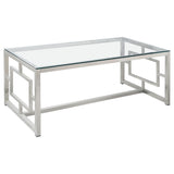Furniture City Houma - Coaster - Merced Rectangular Glass Top Coffee Table Nickel - 703738
