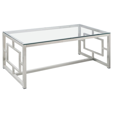 Furniture City Houma - Coaster - Merced Rectangular Glass Top Coffee Table Nickel - 703738