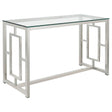 Furniture City Houma - Coaster - Merced Glass Top Metal Entryway Sofa Console Table Nickel - 703739