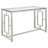 Furniture City Houma - Coaster - Merced Glass Top Metal Entryway Sofa Console Table Nickel - 703739