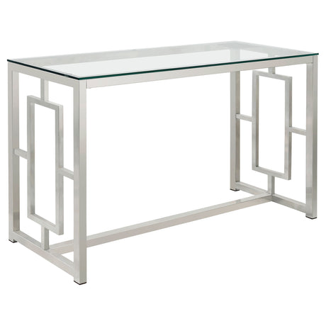 Furniture City Houma - Coaster - Merced Glass Top Metal Entryway Sofa Console Table Nickel - 703739