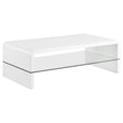 Furniture City Houma - Coaster - Airell Rectangular Coffee Table with Shelf White High Gloss - 703798