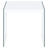Opal Square Glass Frame Side End Table White High Gloss