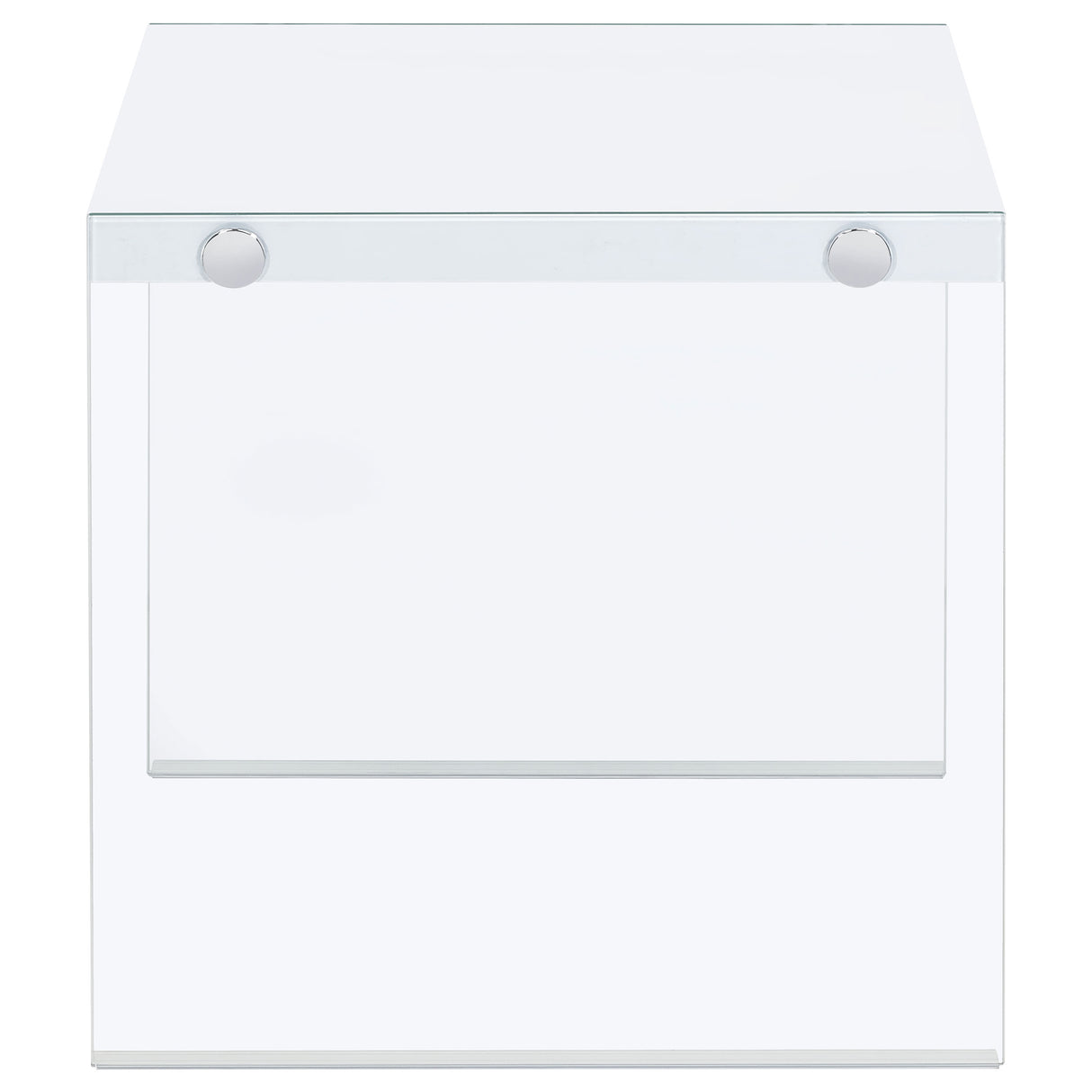 Opal Square Glass Frame Side End Table White High Gloss