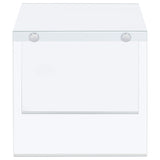 Opal Square Glass Frame Side End Table White High Gloss