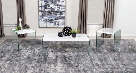 Furniture City Houma - Coaster - Opal 3-piece Coffee and End Table Set White High Gloss - 704148-S3