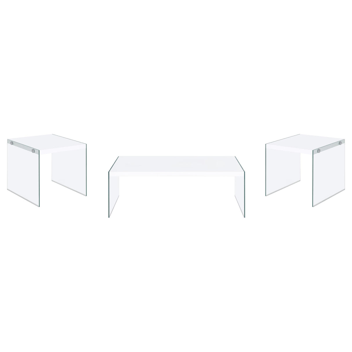 Opal 3-piece Coffee and End Table Set White High Gloss