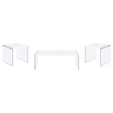 Opal 3-piece Coffee and End Table Set White High Gloss