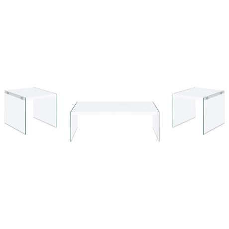 Opal 3-piece Coffee and End Table Set White High Gloss