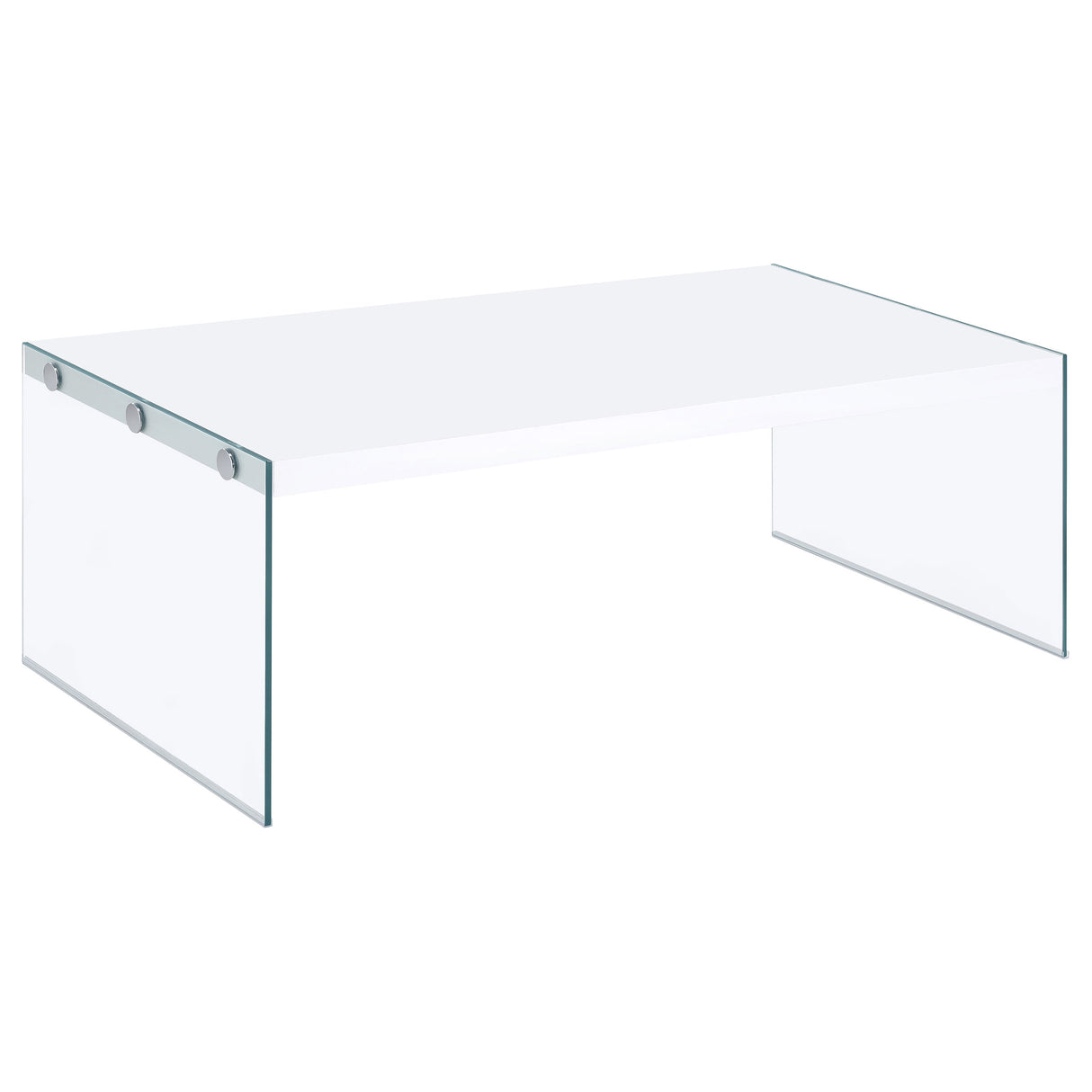 Furniture City Houma - Coaster - Opal Rectangular Glass Frame Coffee Table White High Gloss - 704148