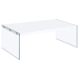 Furniture City Houma - Coaster - Opal Rectangular Glass Frame Coffee Table White High Gloss - 704148