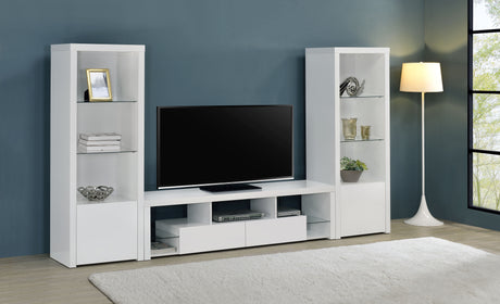 Furniture City Houma - Coaster - Jude 3-piece 71-inch TV Entertainment Center White High Gloss - 704251-SET