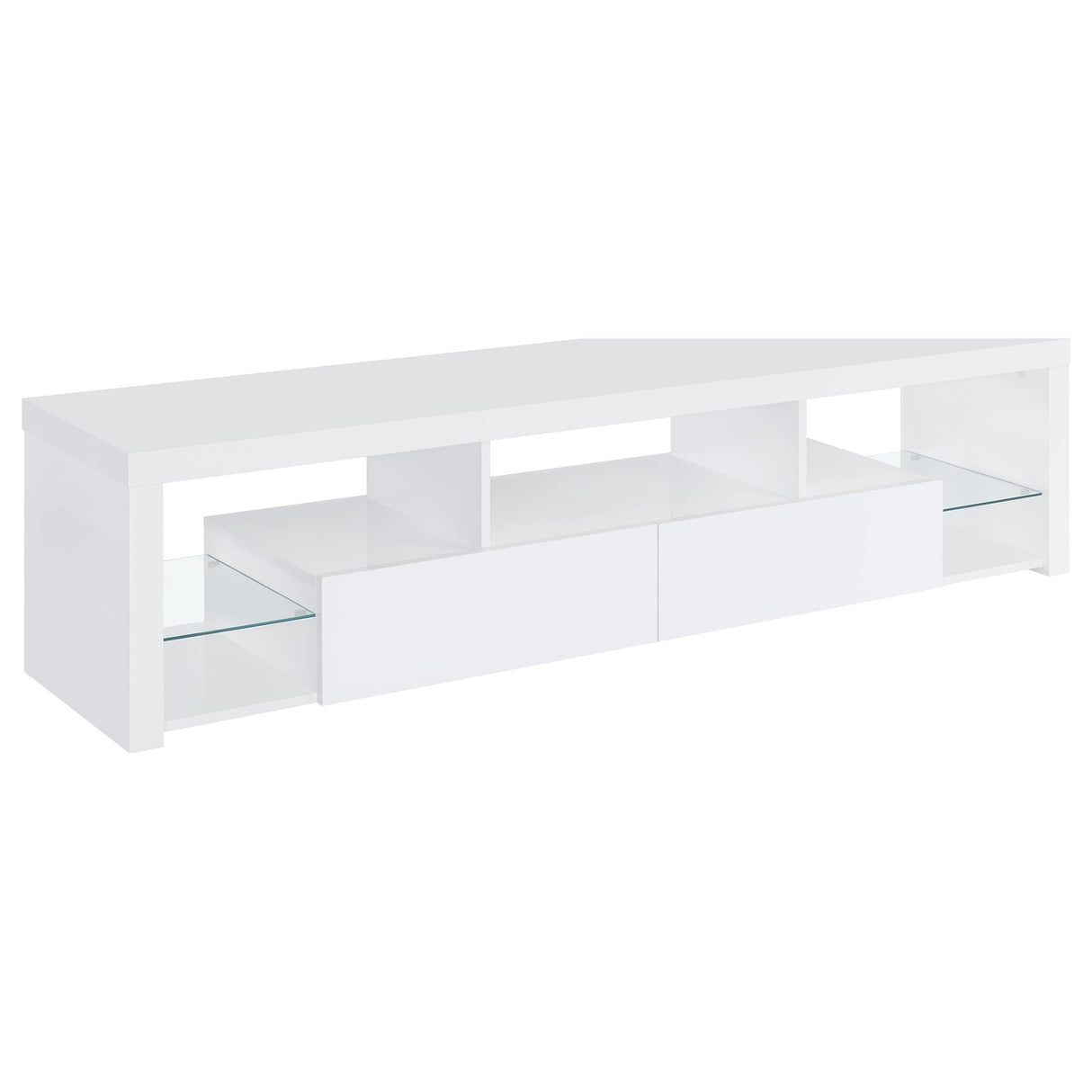 Furniture City Houma - Coaster - Jude 2-drawer Engineered Wood 71-inch TV Stand High Gloss White - 704251
