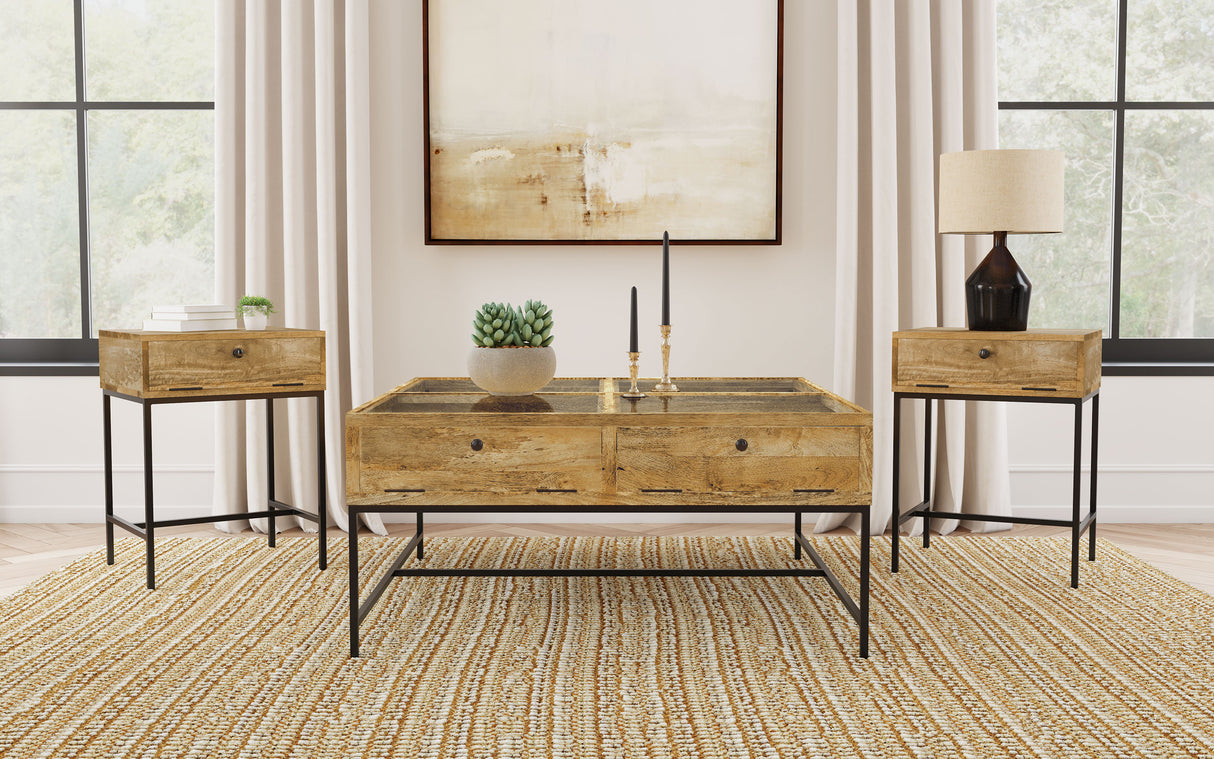Furniture City Houma - Coaster - Stephie 3-piece Square Coffee and End Table Set Honey Brown - 704698-S3
