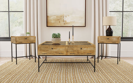 Furniture City Houma - Coaster - Stephie 3-piece Square Coffee and End Table Set Honey Brown - 704698-S3