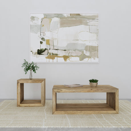 Furniture City Houma - Coaster - Benton 2-piece Solid Mango Coffee and End Table Set Natural - 704838-S2