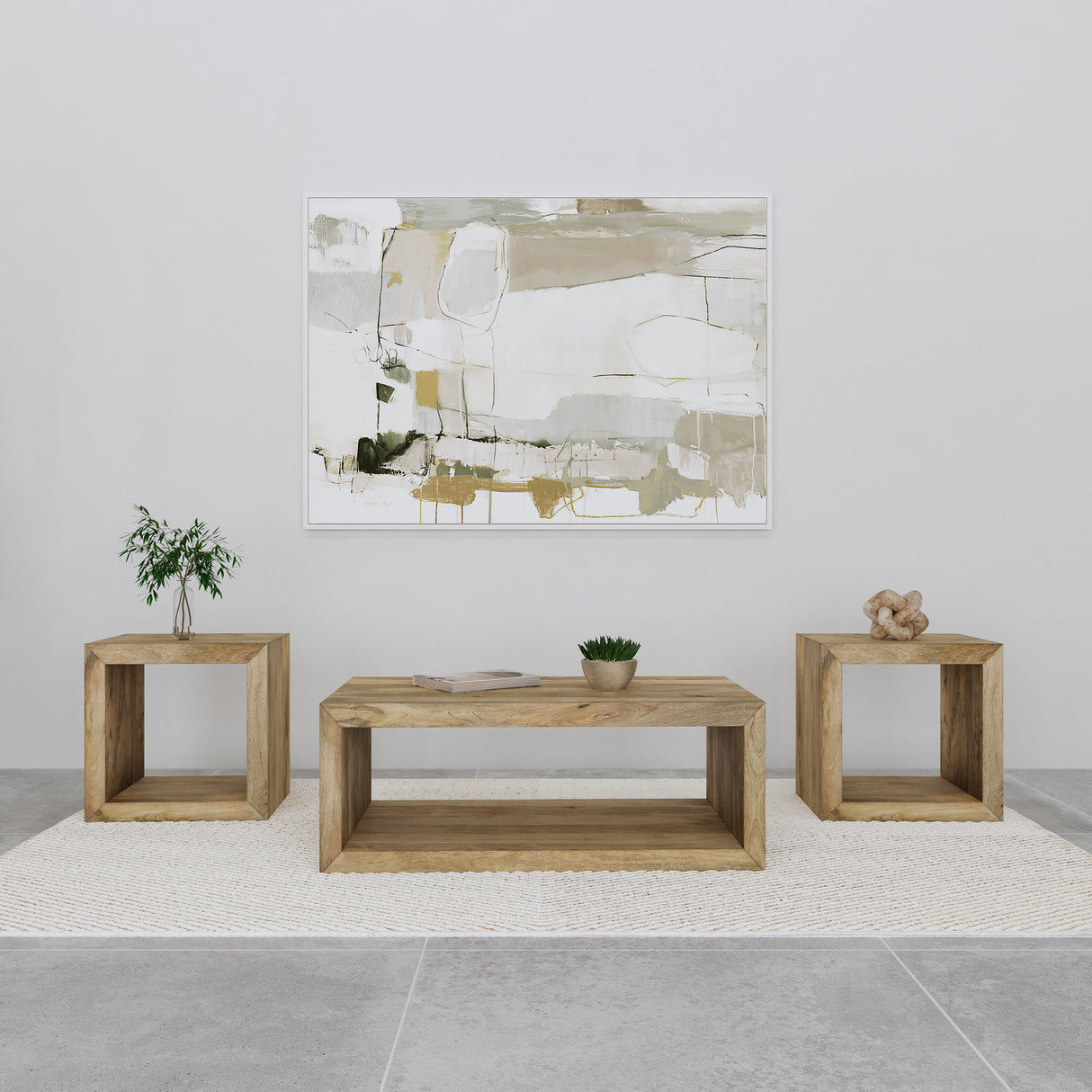 Furniture City Houma - Coaster - Benton 3-piece Solid Mango Coffee and End Table Set Natural - 704838-S3