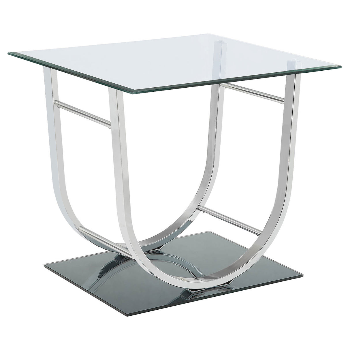 Furniture City Houma - Coaster - Danville Square U-Shaped Glass Top Side End Table Chrome - 704987